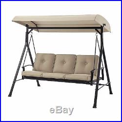 Outdoor Daybed Porch Swing Patio 3 Person Gazebo Canopy Deck Pool Relax Tan NEW