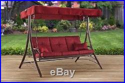 Outdoor Daybed Swing Canopy Red Porch Patio Pool Garden Backyard 3 Seats Deck