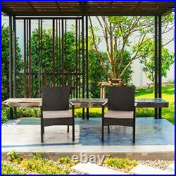 Outdoor Dining Chairs Set of 2 Rattan Chairs with Cushion Wicker Patio Furniture