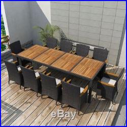Outdoor Dining Set 21 Piece Poly Rattan Wicker Black Garden Table and Chairs