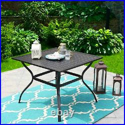 Outdoor Dining Table Square Patio Bistro Table With Umbrella Hole 37 x 37