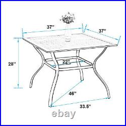 Outdoor Dining Table Square Patio Bistro Table With Umbrella Hole 37 x 37
