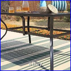 Outdoor Dining Table for 6 People Rectangular Patio Table with Umbrella Hole