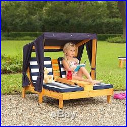 Outdoor Double Chaise Lounge Chair Seat Canopy Kids Children Pool Side Patio