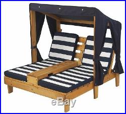 Outdoor Double Chaise Lounge Chair Seat Canopy Kids Children Pool Side Patio
