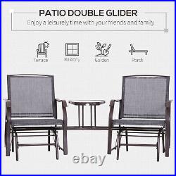 Outdoor Double Patio Rocker Glider Chairs withTable, Backyard, Garden, Porch Deck