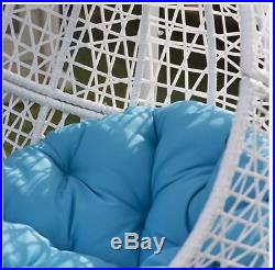 Outdoor Egg Swing WHITE Resin Wicker Hanging Cushion Patio Deck Poolside Chair