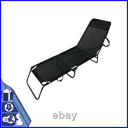 Outdoor Foldable Sun Lounger Recliner Bed Garden Chair Relaxing Camping Black