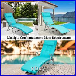 Outdoor Folding Chaise Lounge Chair Lightweight Recliner withCushion Turquoise