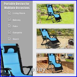 Outdoor Folding Padded Zero Gravity Lounge Chair Oversized Patio Recliner Chaise