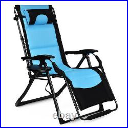 Outdoor Folding Padded Zero Gravity Lounge Chair Oversized Patio Recliner Chaise