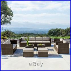 Outdoor Furniture 12 Pieces Patio Sectional Wicker Rattan Sofa set by Supernova