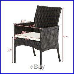 Outdoor Furniture Patio Set Wicker Rattan Conversation Set Chairs Table 3pcs