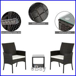 Outdoor Furniture Patio Set Wicker Rattan withCushions Sofa Set Chairs Table 3pcs