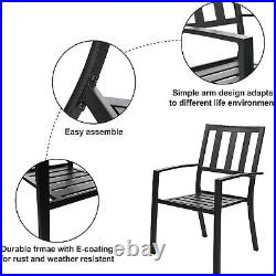 Outdoor Furniture Set 5 Metal Patio Chairs 37'' Square Table Black Furniture