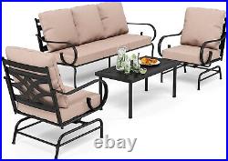 Outdoor Furniture Set Patio Conversation Set of 4 Rocking Couches Chairs & Table