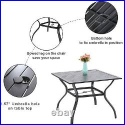 Outdoor Furniture Sets of 5 Patio Swivel Rocking Chair Square Metal Tables Black