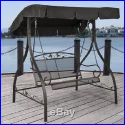 Outdoor Furniture Wrought Iron Patio Swing Canopy Porch Glider Bench Deck 2 Seat