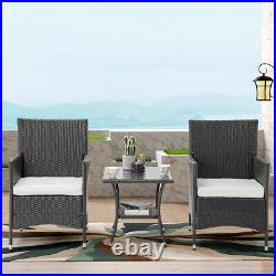 Outdoor Garden Furniture Rattan Set Sofa WithStorage Table and White Cushion