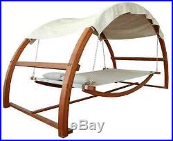 Outdoor Garden Patio Bed Double Hammock Swing 2 Person Canopy Wooden Stand Yard