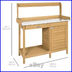 Outdoor Garden Potting Bench Metal Tabletop With Cabinet Work Station