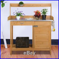 Outdoor Garden Potting Bench Table Planting Work Benches Cabinet Shelf Outside
