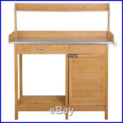 Outdoor Garden Potting Bench Table Planting Work Benches Cabinet Shelf Outside