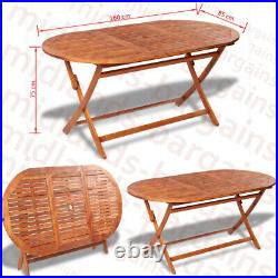 Outdoor Garden Wooden Folding Dining Table Furniture Oval Acacia Wood Patio