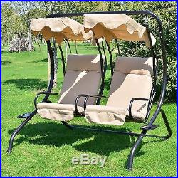 Outdoor Glider Chair 2 Seat Patio Covered Porch Loveseat hammock withCanopy