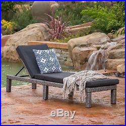 Outdoor Gray Wicker Adjustable Chaise Lounge Chair with Cushion