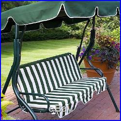 Outdoor Green Stripe Patio Sling Swing Glider Furniture Canopy Yard Bench Porch