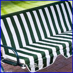 Outdoor Green Stripe Patio Sling Swing Glider Furniture Canopy Yard Bench Porch