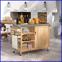 Outdoor Grill Carts with Storage Cabinet Food Preparation Cart Dining Table Cart
