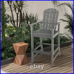 Outdoor HDPE Bar Height Stool Patio Tall Chair Armrest Footrest All Weather Grey