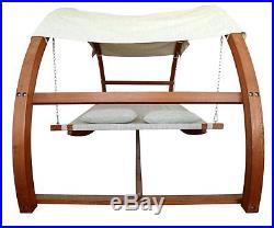 Outdoor Hammock Swing Bed Canopy Wood Swinging Patio Furniture Daybed 2 Person