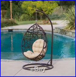 Outdoor Hanging Chair with Stand Egg Swing Lounge Tear Drop Wicker