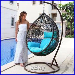 Outdoor Hanging Egg Chair Wicker Rattan Egg Chair Hanging Lounge Chair withCushion