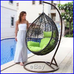Outdoor Hanging Egg Chair Wicker Rattan Egg Chair Hanging Lounge Chair withCushion