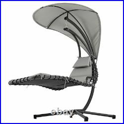 Outdoor Hanging Lounger Sun Hammock Chair Garden Swing with Arc Stand & Canopy