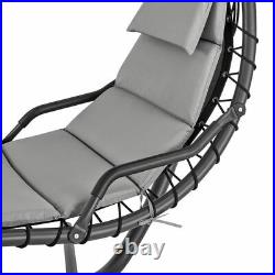 Outdoor Hanging Lounger Sun Hammock Chair Garden Swing with Arc Stand & Canopy