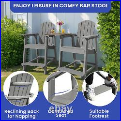 Outdoor Height Chair Set 2 PCS Gray Bar Stool Waterproof Pool Lifeguard Chair