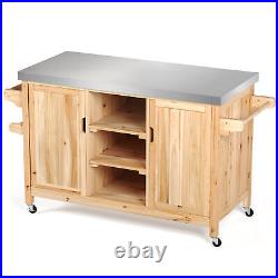 Outdoor Kitchen Island Barbecue Grilling Table Preparation Cart Storage Cabinet