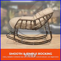 Outdoor Oversized Rocking Papasan Chair with Cushion Wicker Basket Patio Chair