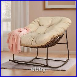 Outdoor Oversized Rocking Papasan Chair with Cushion Wicker Basket Patio Chair