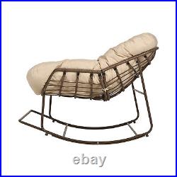 Outdoor Oversized Rocking Papasan Chair with Cushion Wicker Basket Patio Chair