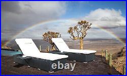 Outdoor PE Wicker Chaise Lounge Patio Black Rattan Reclining Chair Furniture