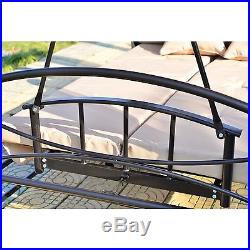 Outdoor Patio 3 Person Gazebo Swing Daybed Bench Hammock Canopy With Mesh Walls