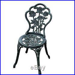 Outdoor Patio 3pc Bistro Set Garden Chair & Table Furniture Rose Antique Green