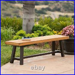 Outdoor Patio Bench Chair Rustic Acacia Wood Bench Porch Backless Dining Chair