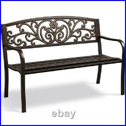 Outdoor Patio Bench Metal Bench Chair Garden Furniture for Park/Yard/Porch/Deck